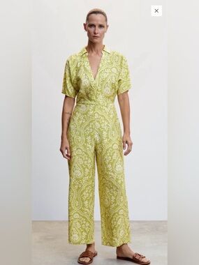 Mango Printed Wrap Jumpsuit NWT